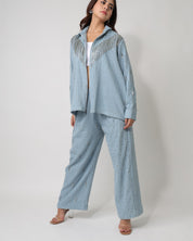 Light Denim Zip Shirt with Pants