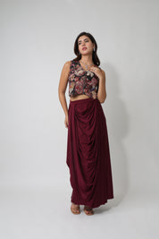 Floral Jacquard Crop-Waistcoat