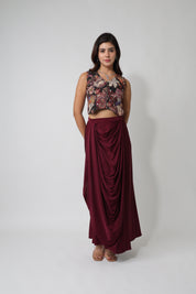 Floral Jacquard Crop-Waistcoat