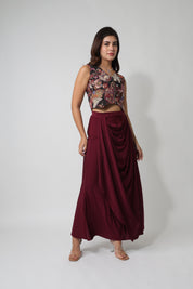 Floral Jacquard Crop-Waistcoat
