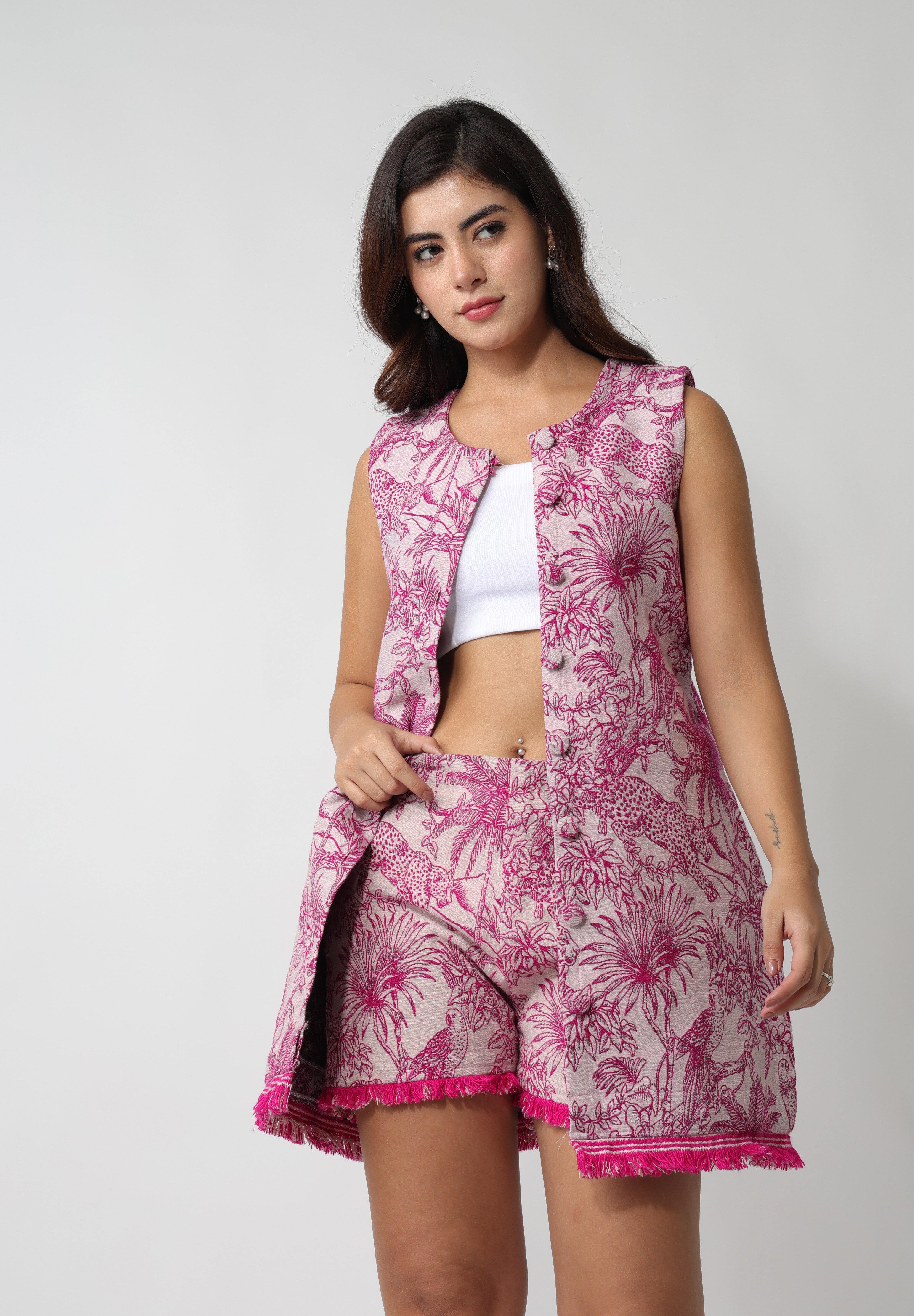 Pink Jungle Jacquard Dress