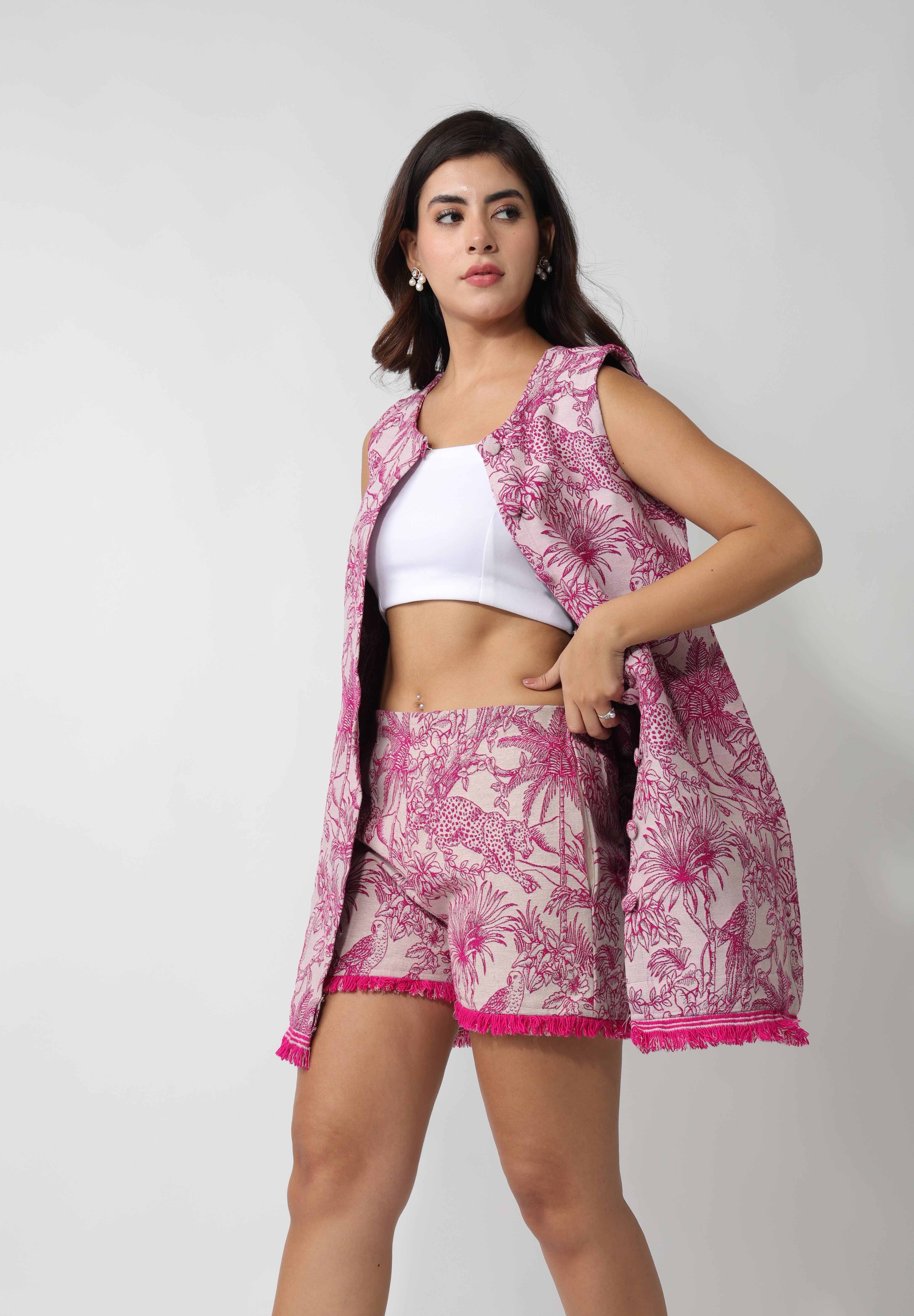 Pink Jungle Jacquard Dress