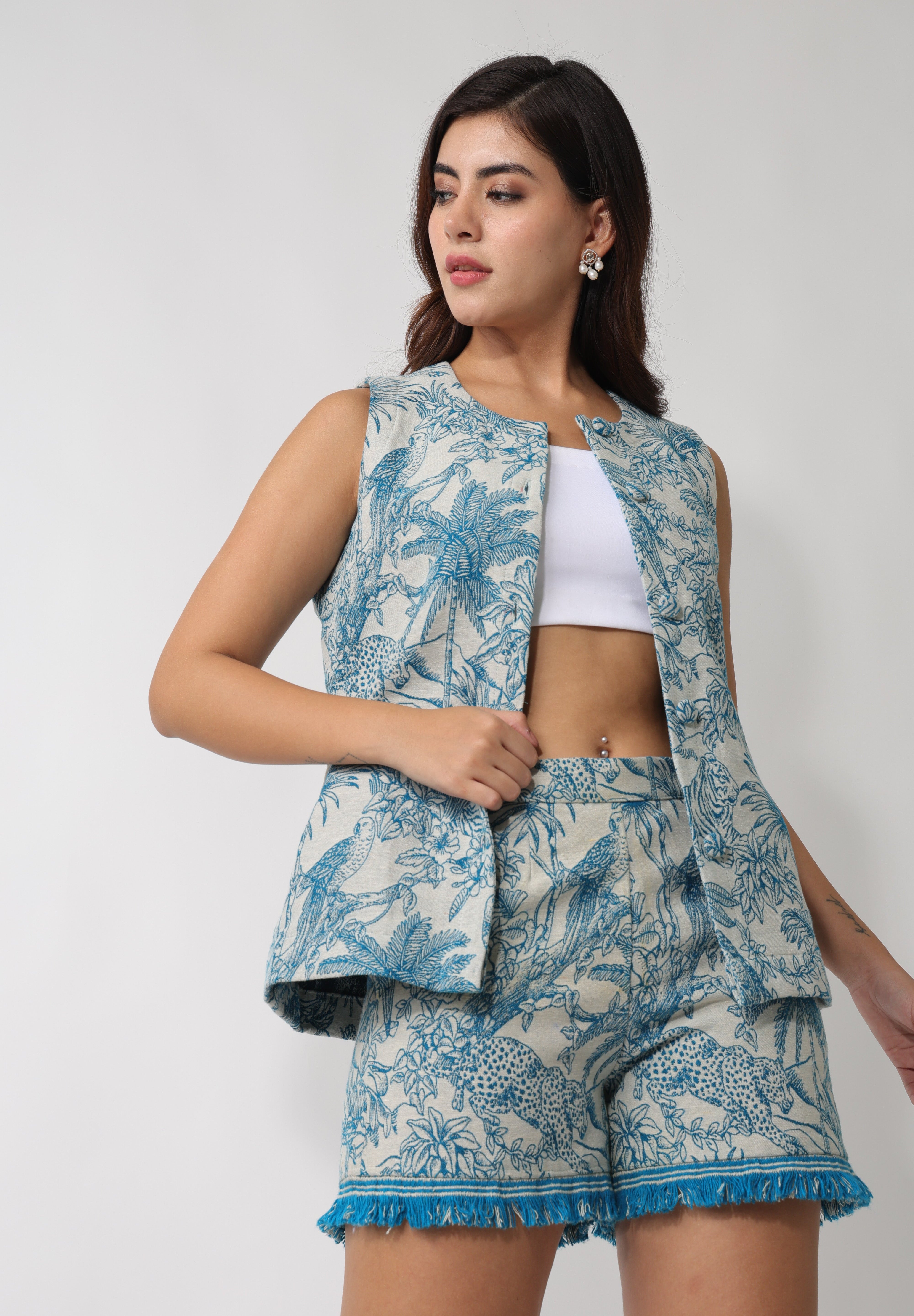 Blue Jungle Jacquard Jacket