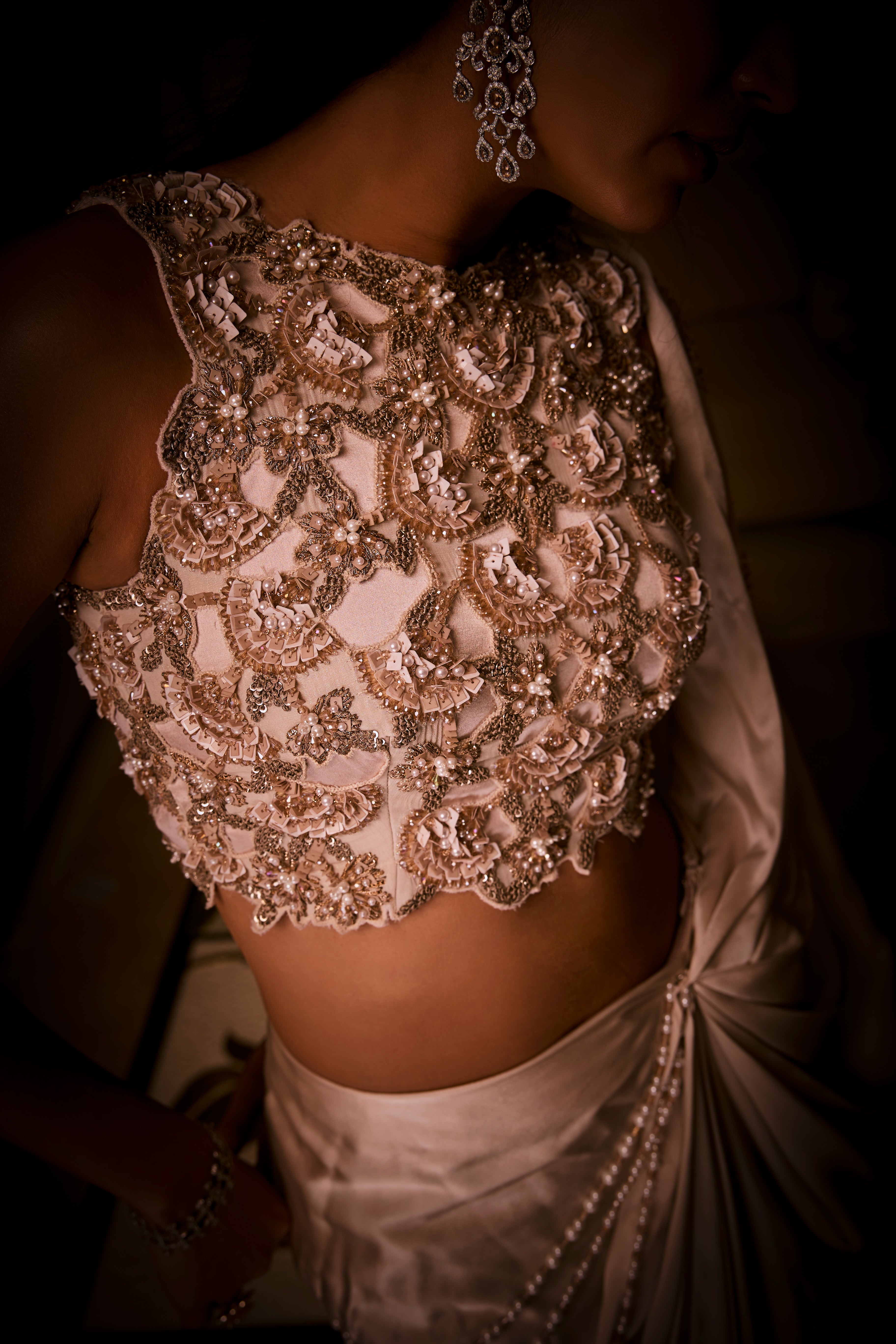 Ivory Pre Draped Saree