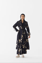 Black Sakura Trench Coat