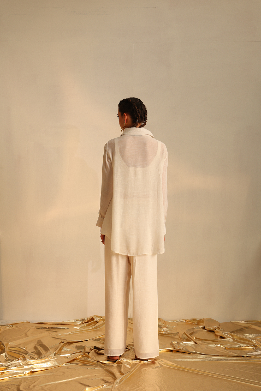Pleat Foil Circle Shirt Set