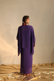Purple V Poncho Boho Twin Set