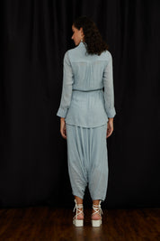 Light Grey Drawstring Shirt Set