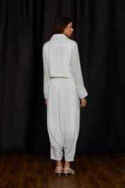 White Crop Jhalar Shirt Set