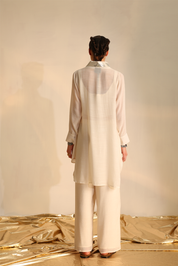 Overlap Collar Foil Tunic Set