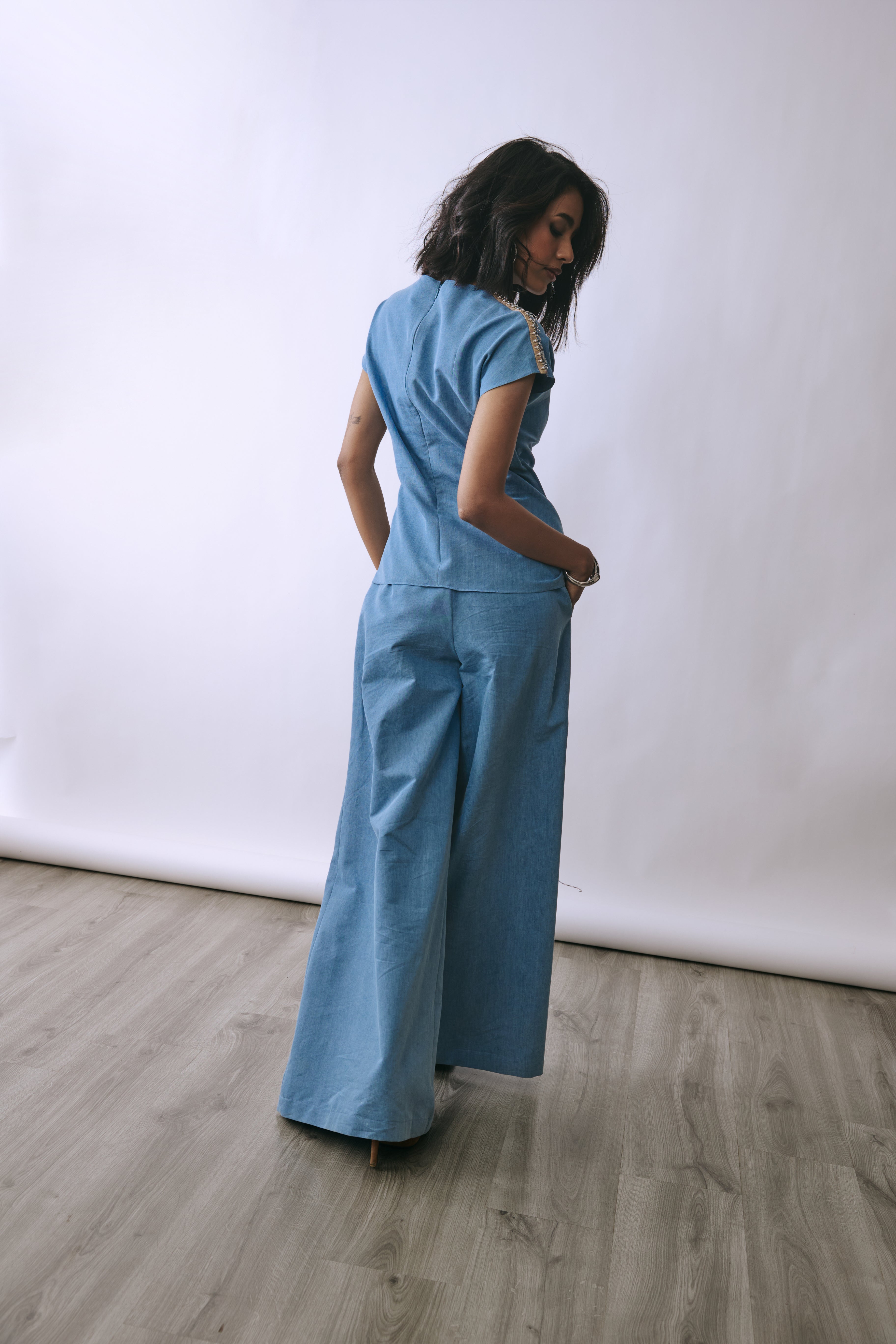 Ice Indigo Sculpt Top