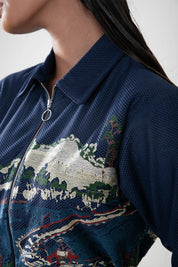 Blue Crest Applique Short Dress