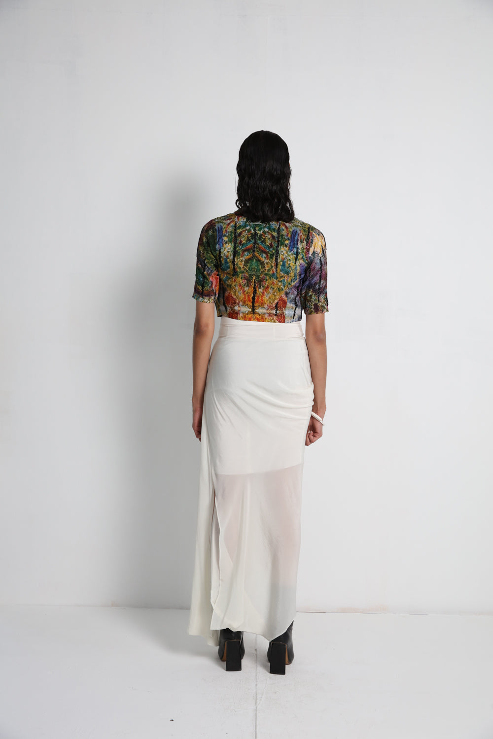 Midday Jacket With Off White Drape Skirt