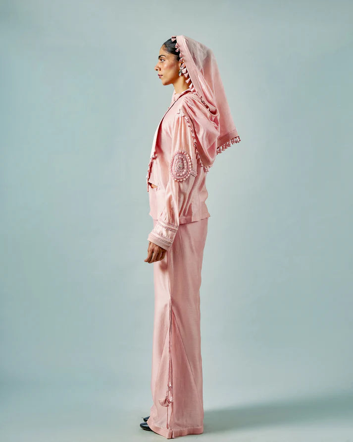 Necklace Drape Top & Tassels Godet Trouser Set