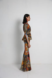 Flowers Long Jacket With Flare Pant