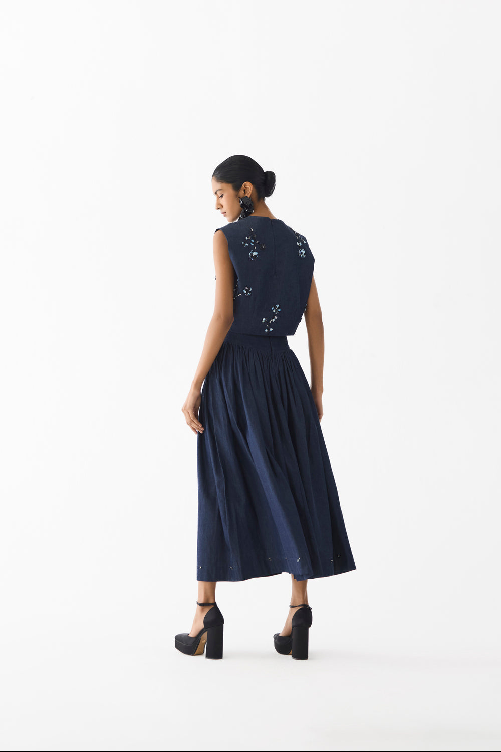 Calla Denim Crop Top & Skirt