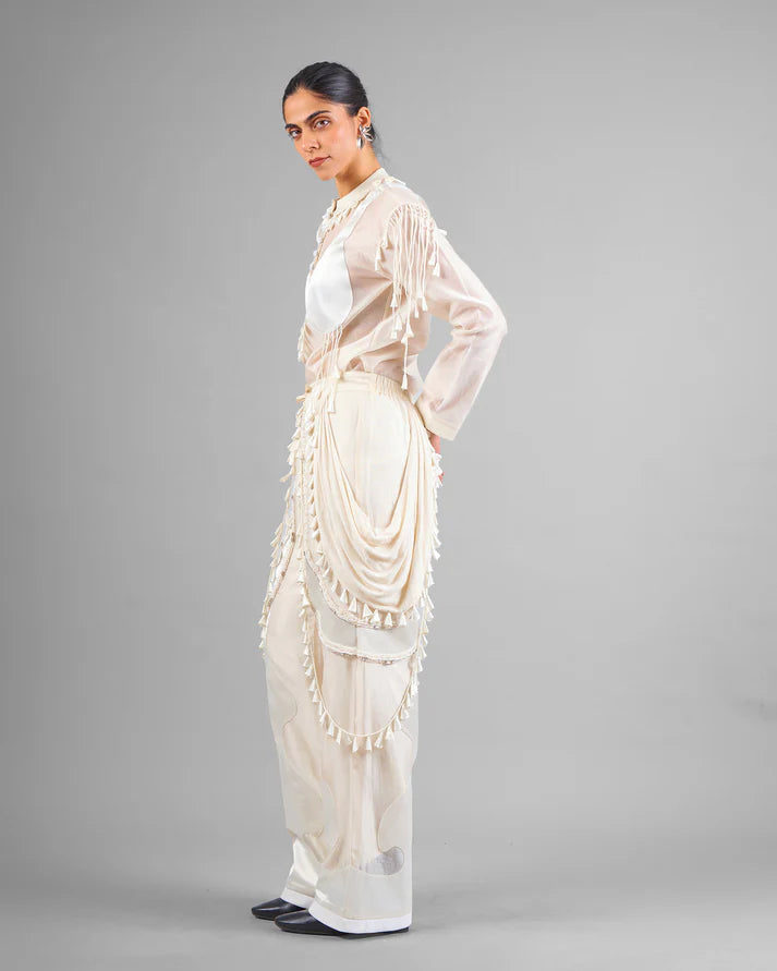 Cord Fringe Top & Drape Tassel Trouser Set