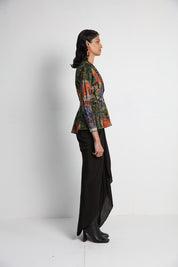 Midday Long Jacket With Black Drape Skirt