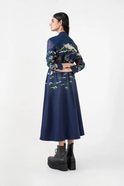 Blue Crest Applique Long Dress
