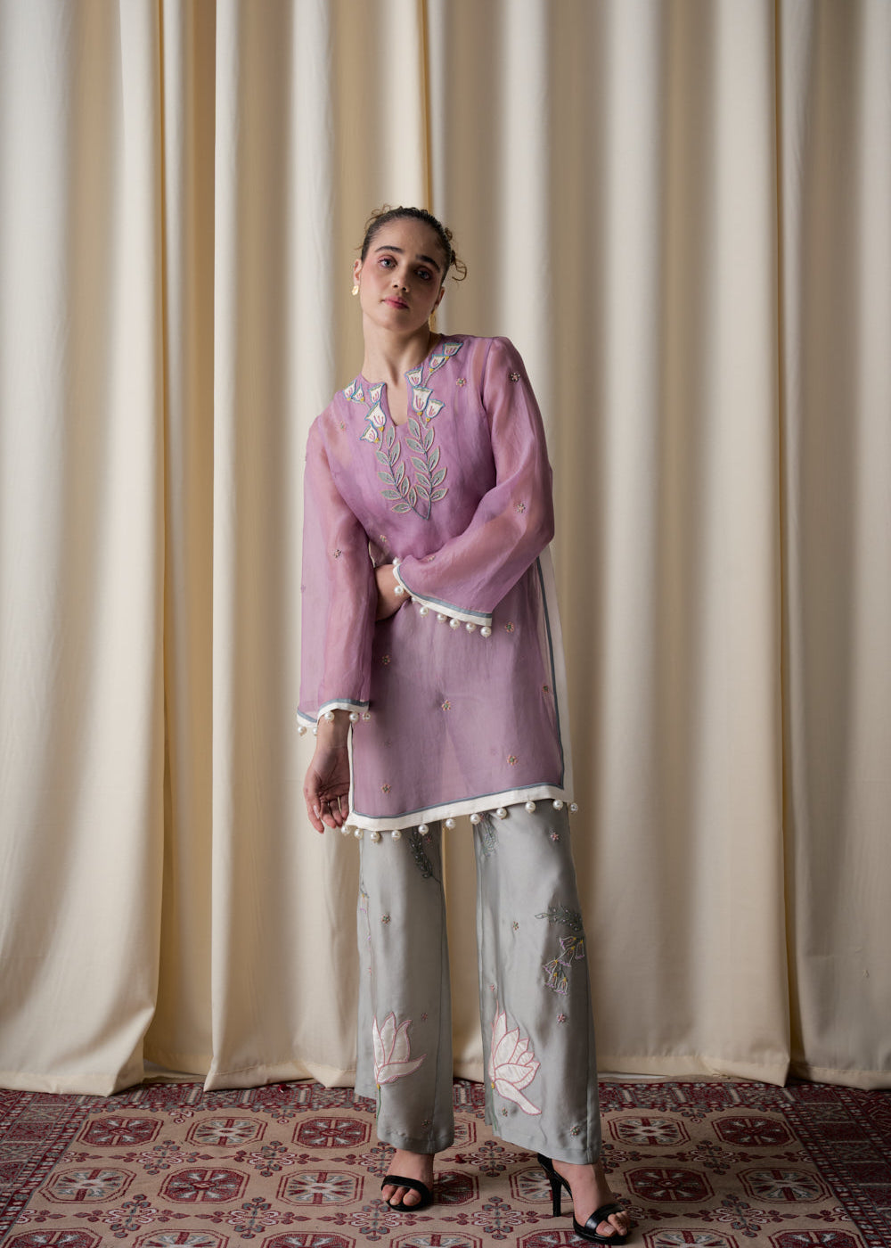 Lilac sheer tunic ensemble image 1