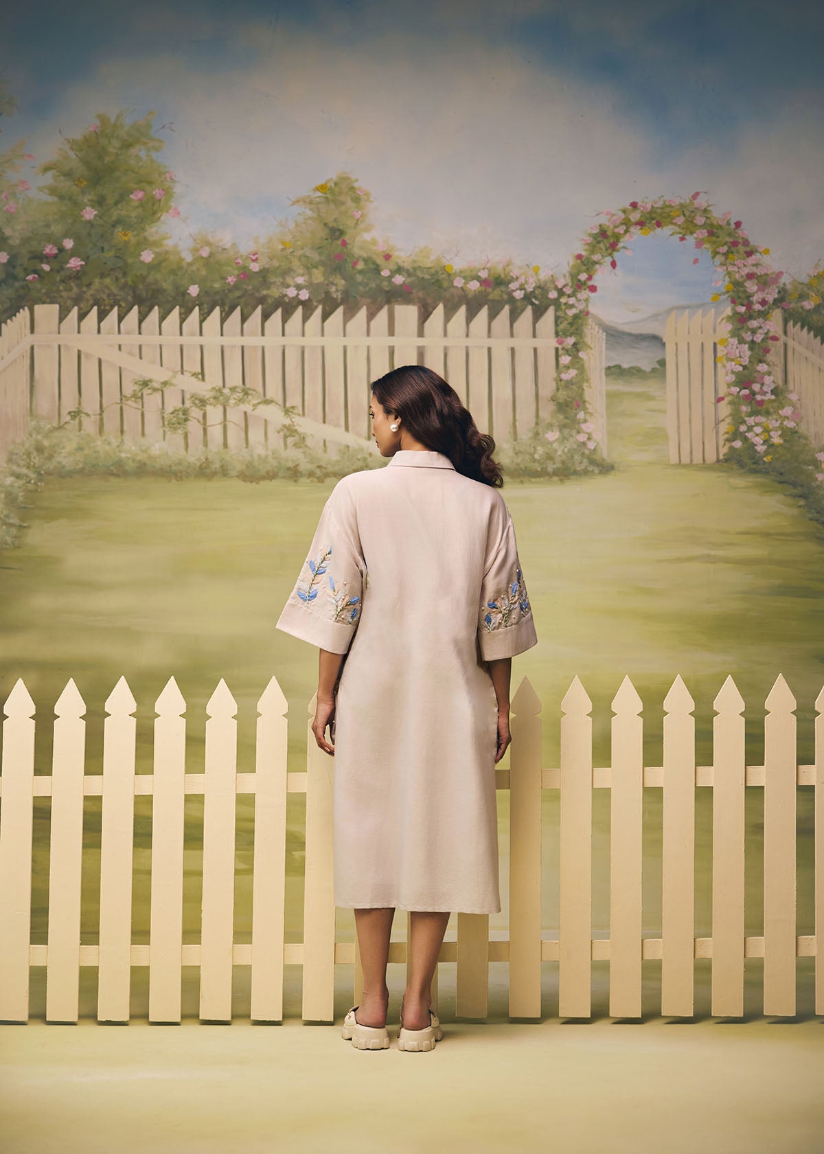 Mist Blue Garden Shirt Dress