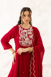 Anchal Plum Peplum Suit With Sharara