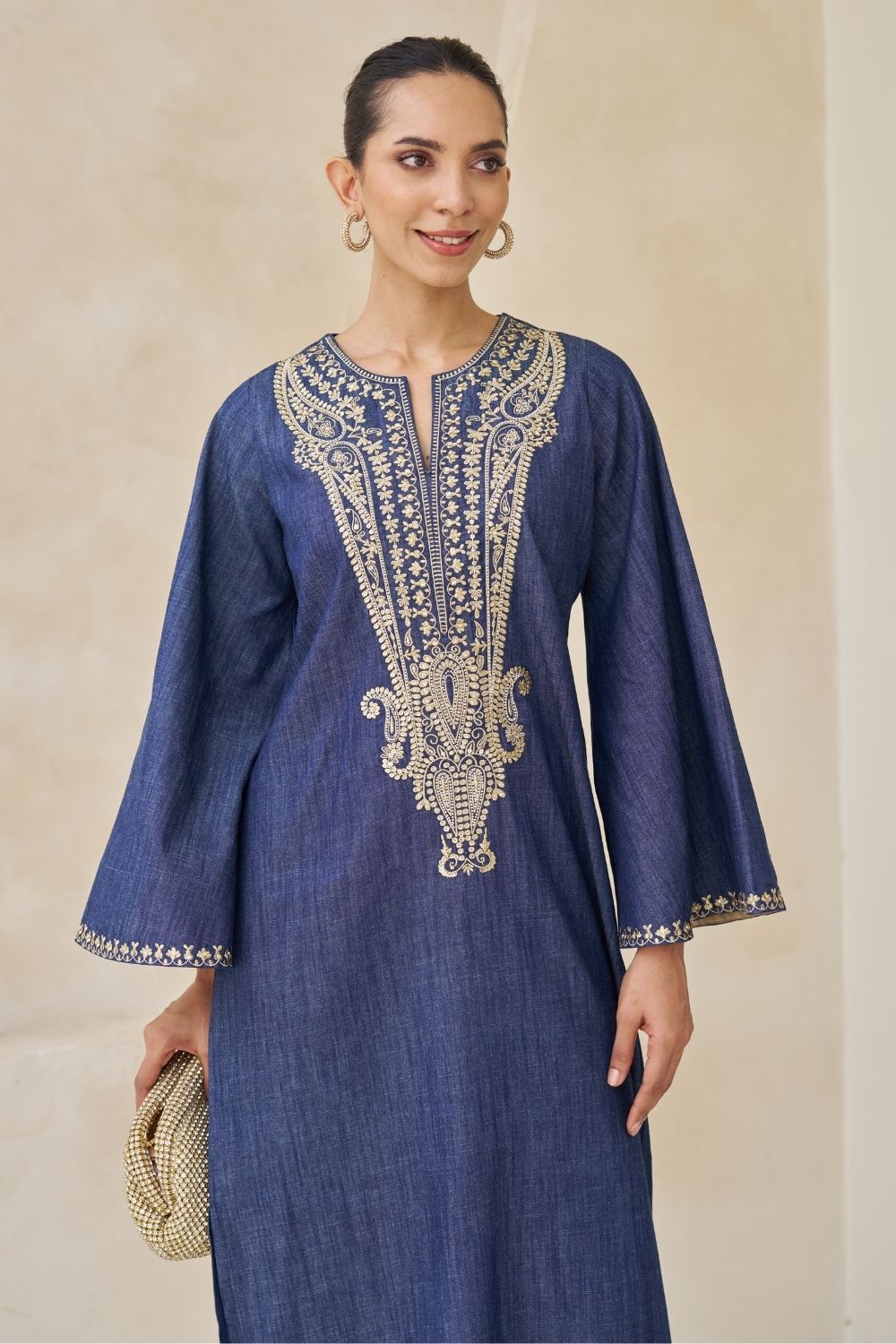 Nova Embroidered Kaftan With Pants Set