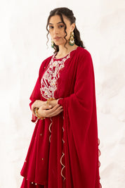Anchal Plum Peplum Suit With Sharara
