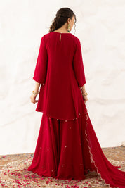 Anchal Plum Peplum Suit With Sharara