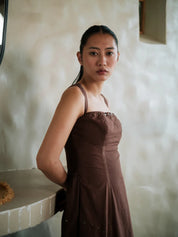 Kaza Slip Dress Long Brown