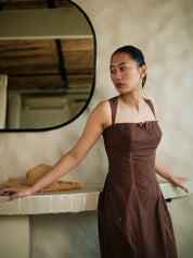 Kaza Slip Dress Long Brown
