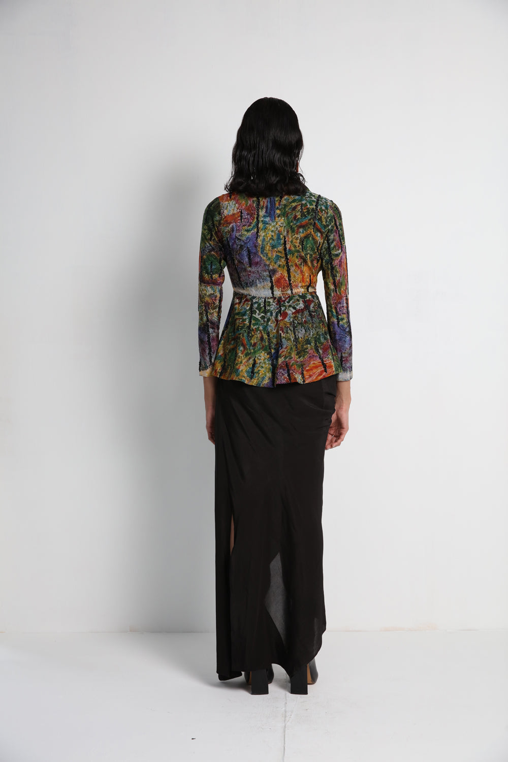 Midday Long Jacket With Black Drape Skirt