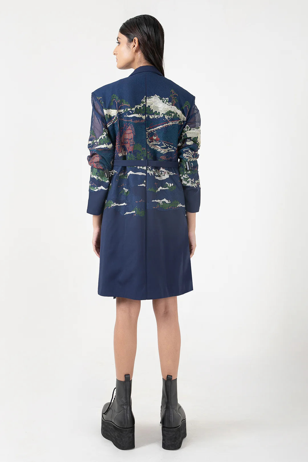 Blue Crest Applique Blazer Dress