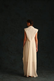 Cowl Dress With A Cape Blazer Waistcoat