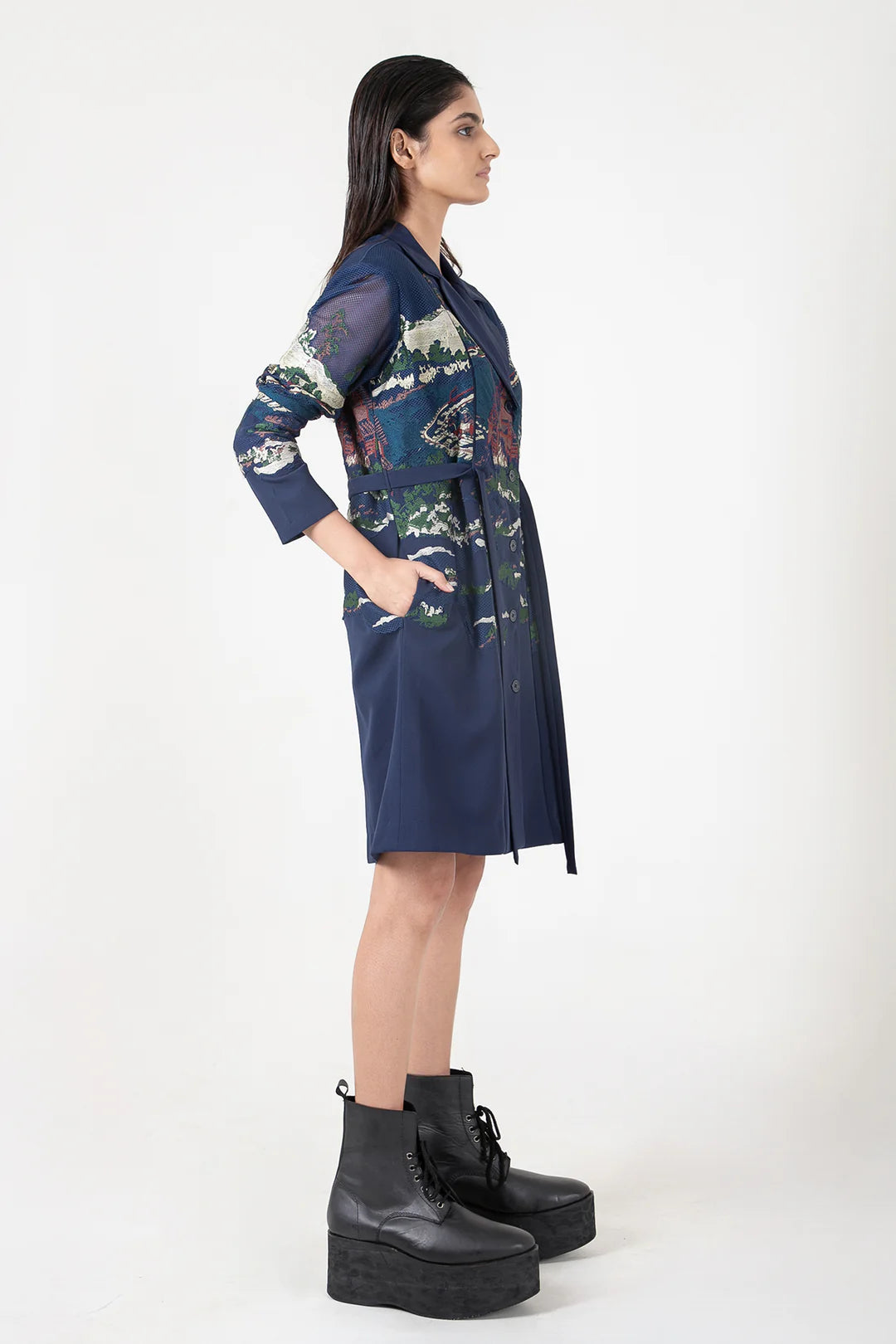 Blue Crest Applique Blazer Dress