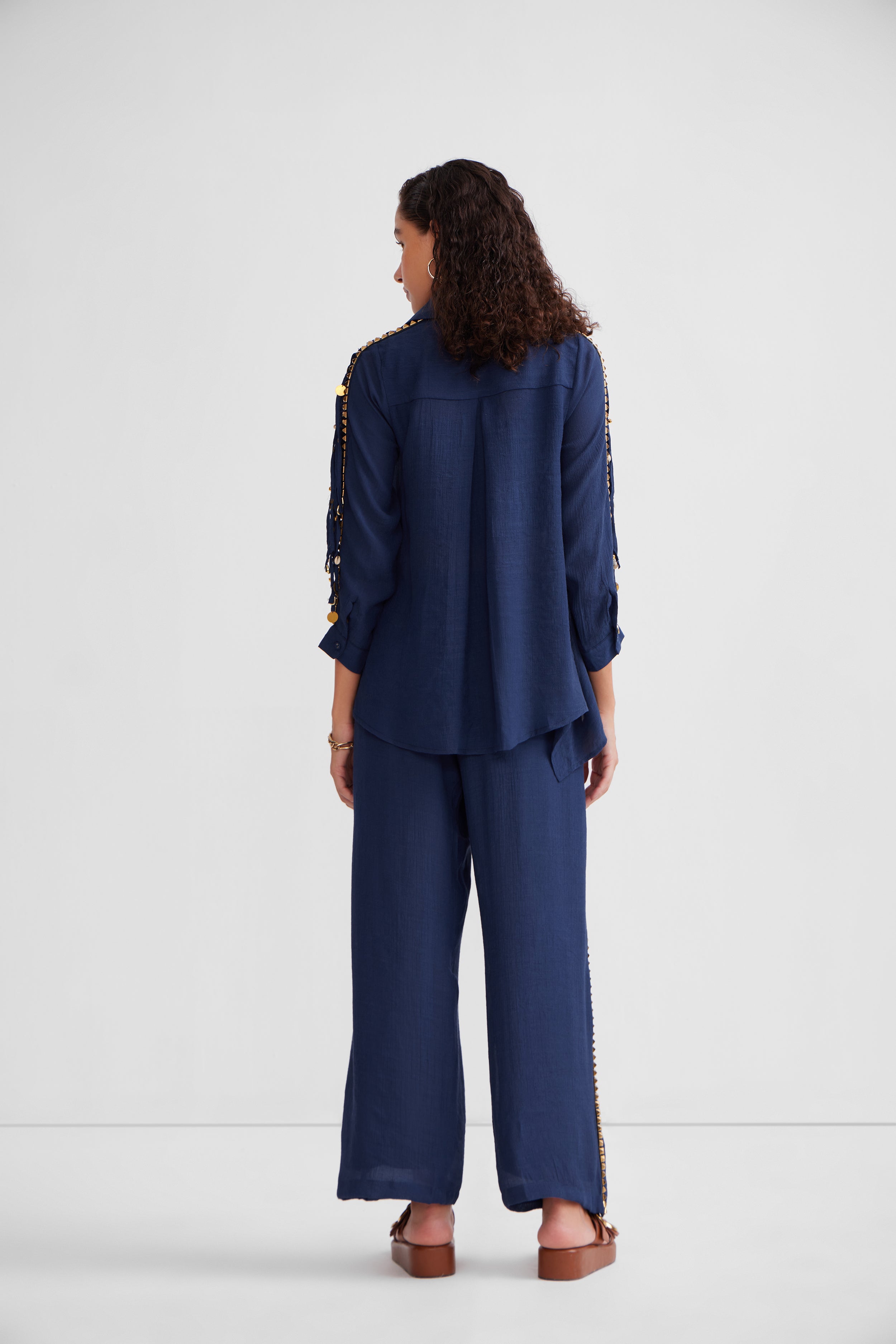Navy Blue Shirt Set