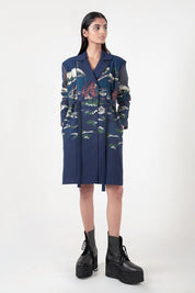 Blue Crest Applique Blazer Dress
