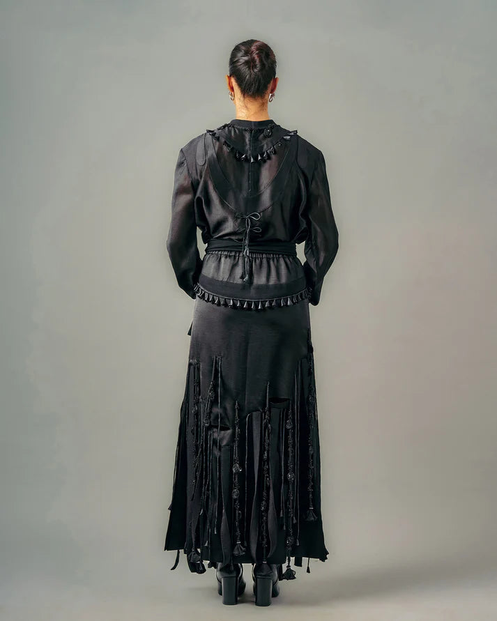 Tube Patchwork Top & Cut Out Tassels Skirt Set