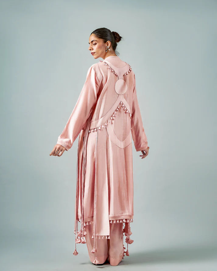 Ornament Patchwork Kurta & Tassels Trouser Set