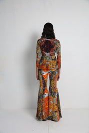 Flowers Long Jacket With Flare Pant