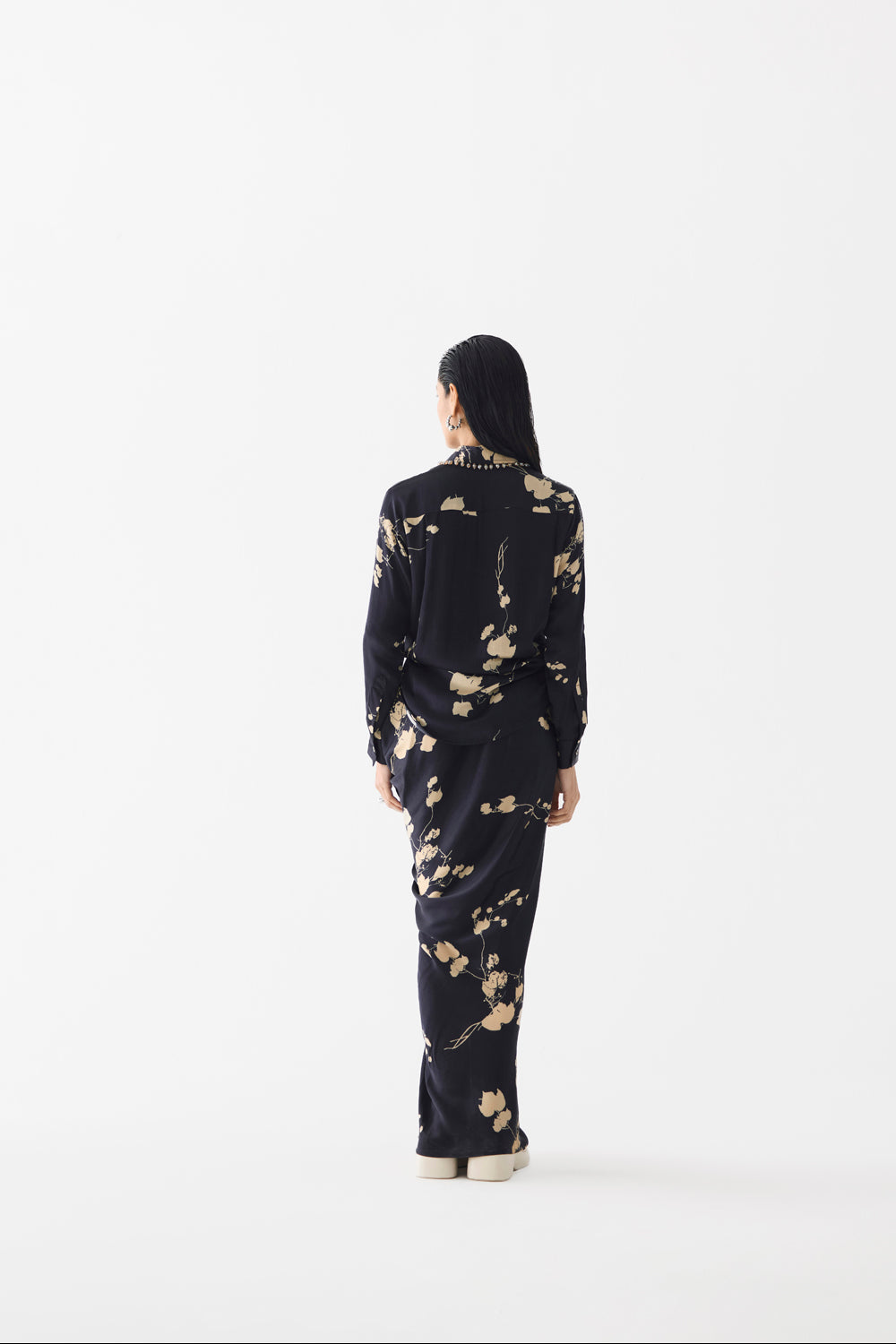 Black Sakura Crop Top & Skirt
