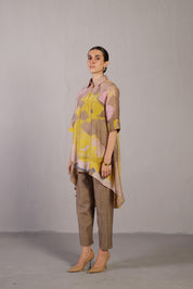 Candy Floss Smoky Beige & Bright Yellow Kurta Set