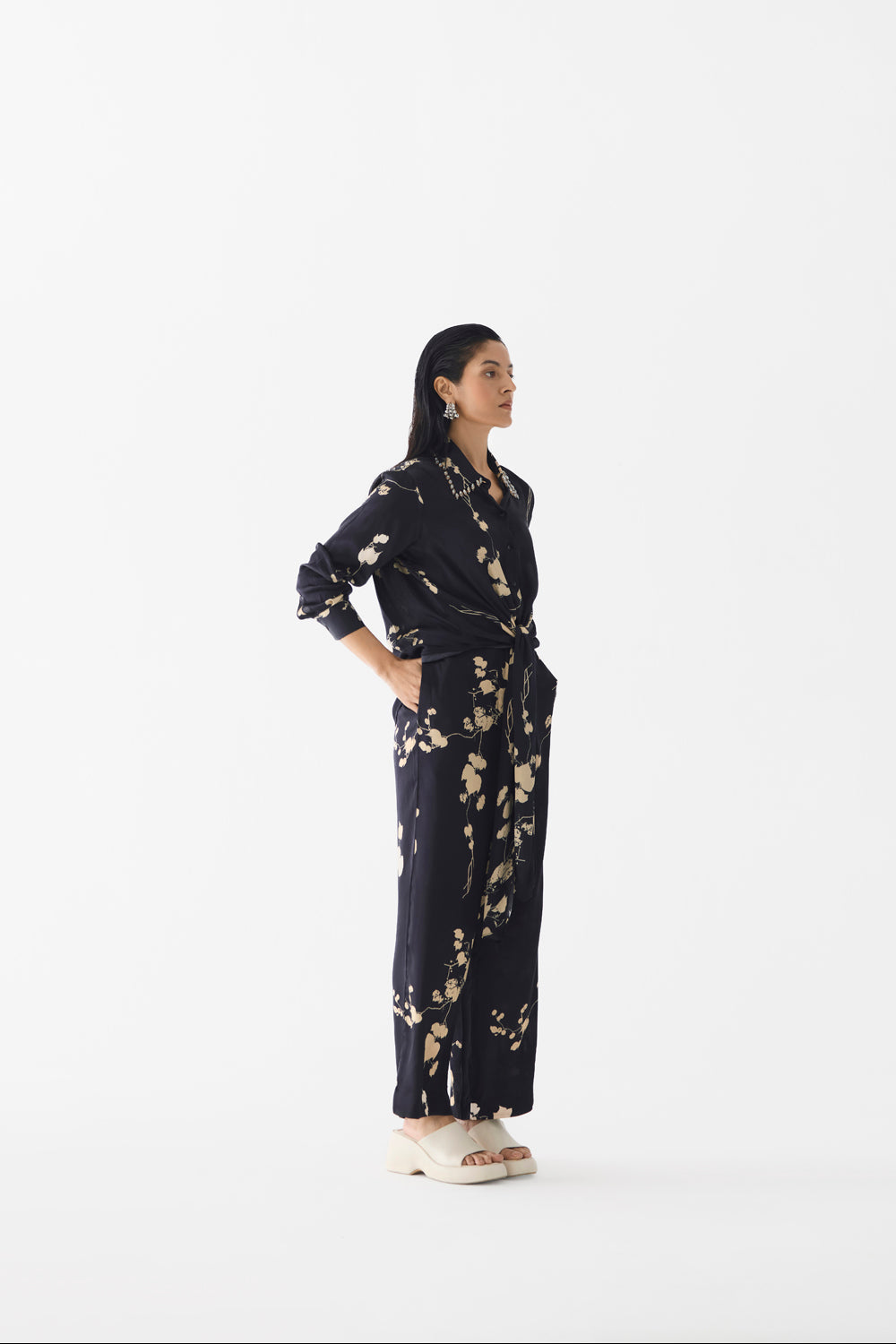 Black Sakura Crop Top and Pants