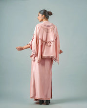 Tasseled Necklines Cape & Godet Lungi Skirt Set