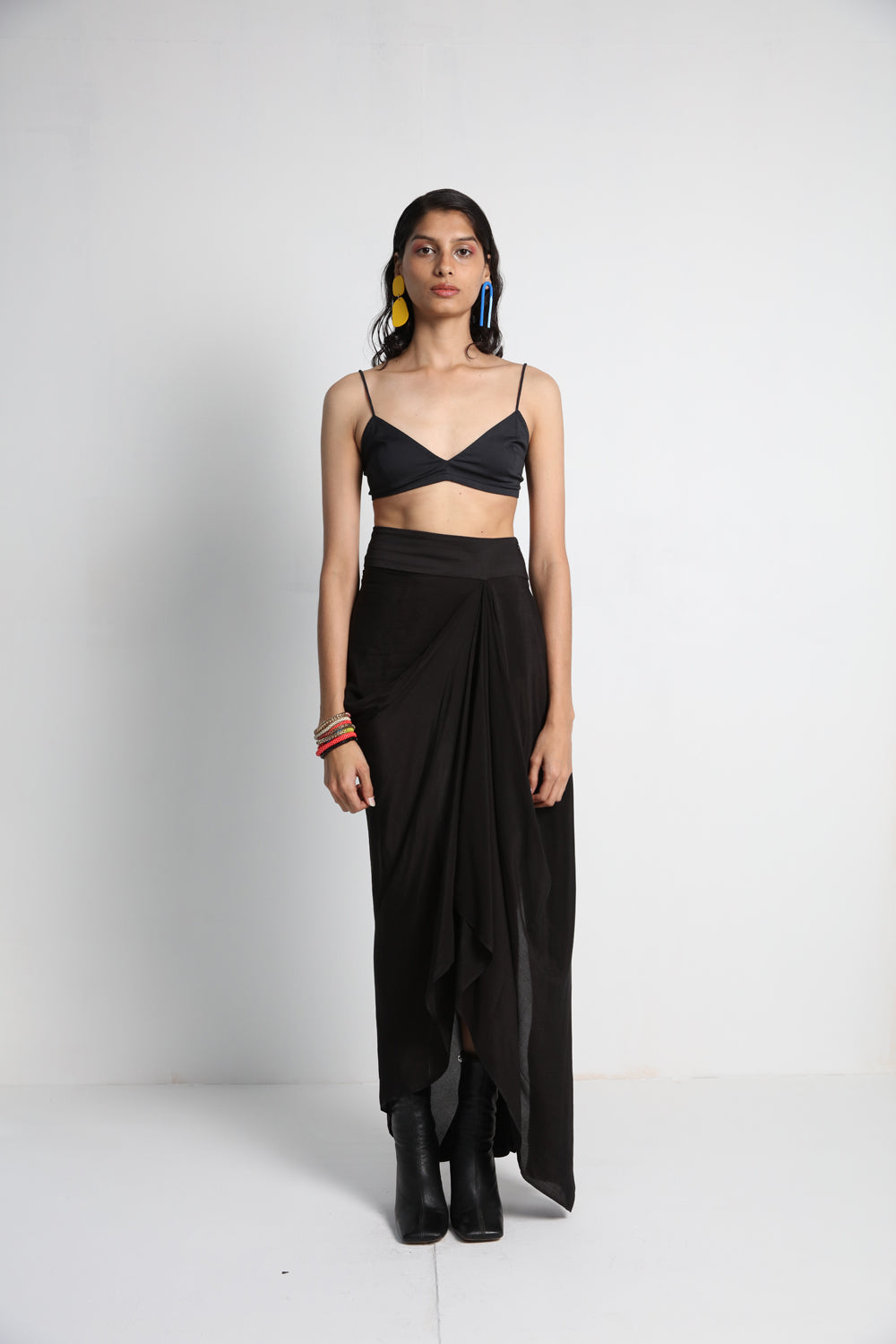 Short Jacket With Draped Skirt and Bralette