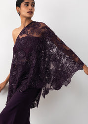Embroidered One Shoulder Co-ord