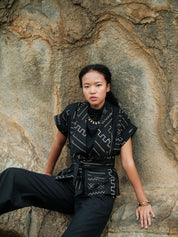 Berlin Shawl Collar Top Black