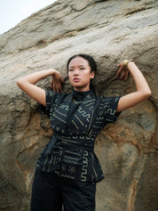 Berlin Shawl Collar Top Black
