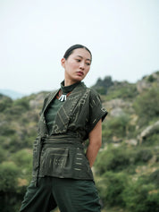 Berlin Shawl Collar Top Green