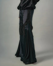 Cross Gathered Top & Sheer Insert Godet Trouser Set